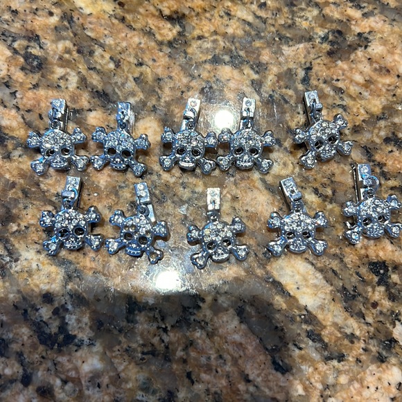 Dangling Rhinestone Skull n Bone ☠️ Slide on Charms - Picture 2 of 5